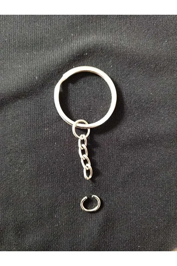 Kreatif Hediyelik 50 Adet Zincirli 2,5 CM Ezme Anahtarlık Halkası C Bağlantı Aparatlı