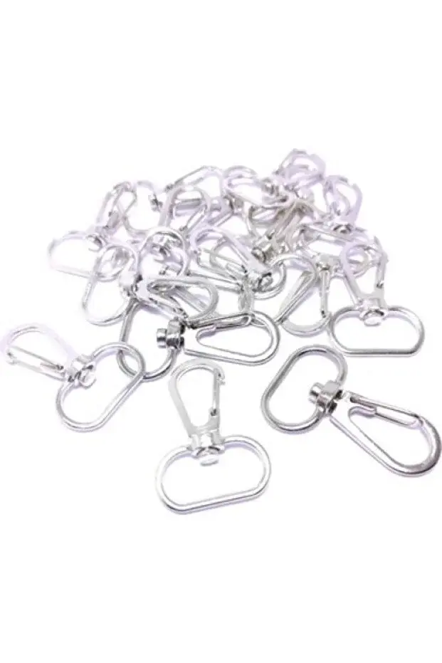 Gümüş Makrome Anahtarlık Aparatı 60 Adet Telli Kanca Klipsi Anahtarlık Halkası