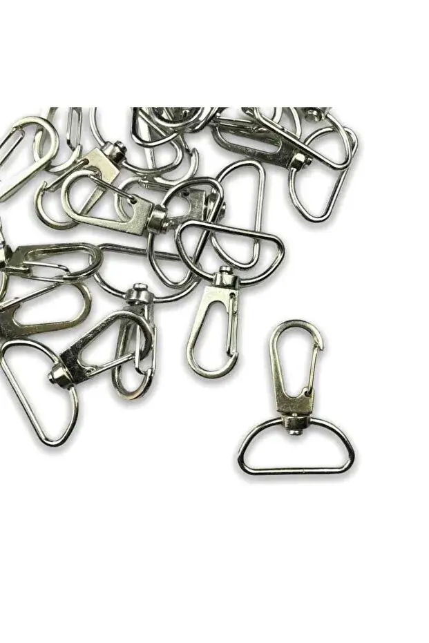 Gümüş Makrome Anahtarlık Aparatı 60 Adet Telli Kanca Klipsi Anahtarlık Halkası