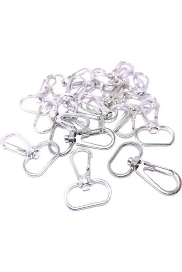 Gümüş Makrome Anahtarlık Aparatı 100 Adet Telli Kanca Anahtarlık Klipsi Halkası