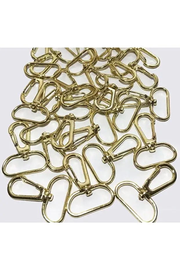 Gold Makrome Anahtarlık Aparatı 30 Adet Telli Kanca Anahtarlık Klipsi Halkası Istakoz Döner Klips