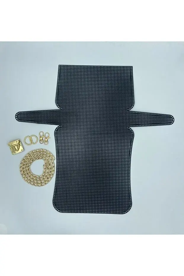 Siyah Plastik Kanvas Çanta Seti :Çanta Örgü Kiti