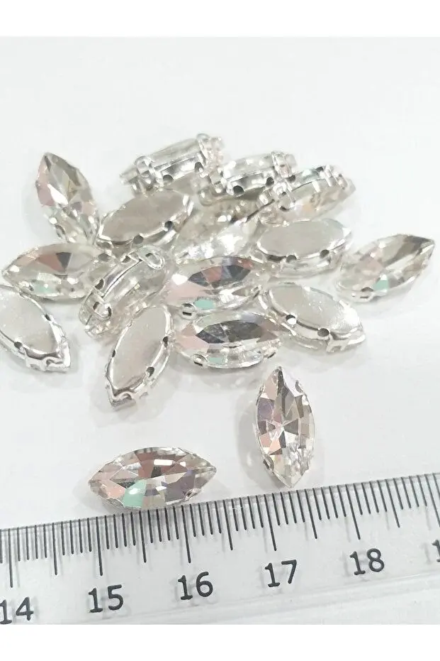 7*15mm Mekik Kristal Dikme Kasalı Taş (50 Adet)