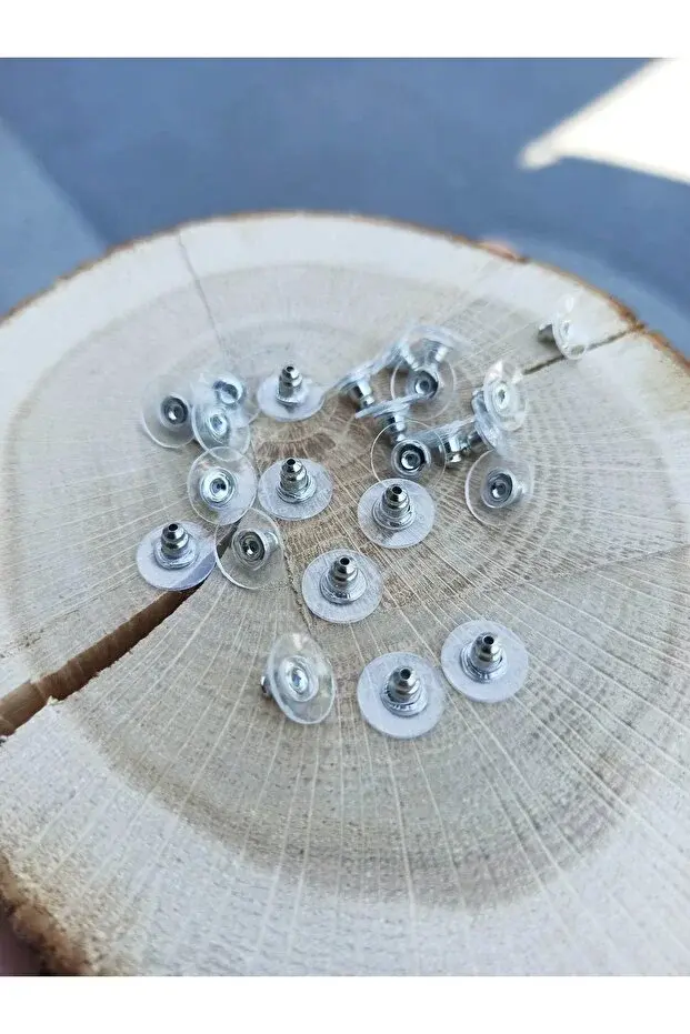 50 Adet - Küpe Arkalığı, Küpe Tıpası, Küpe Pistonu, Küpe Tutacağı, Plastik Küpe Tıpası, Nikel