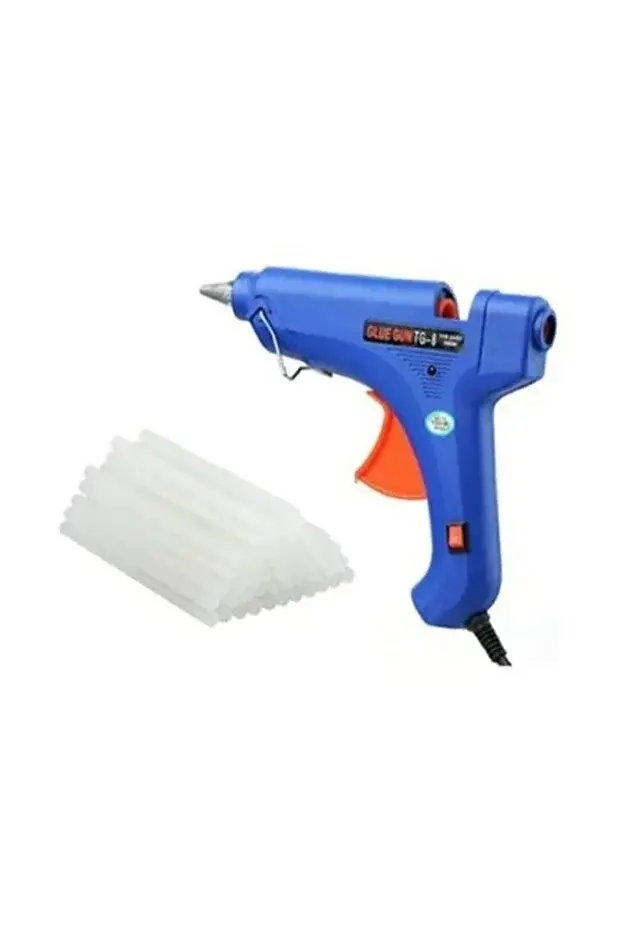 20watt Sıcak Silikon Tabancası + 10 Adet Çubuk Slikon Çekme Eritme Tabanca Şeffaf Mum Yapıştırıcı
