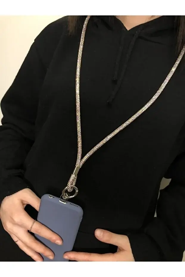 Taşlı Şık Telefon Askısı (Janjan gümüş)Taşlı Şık Telefon Askısı (Janjan gümüş)