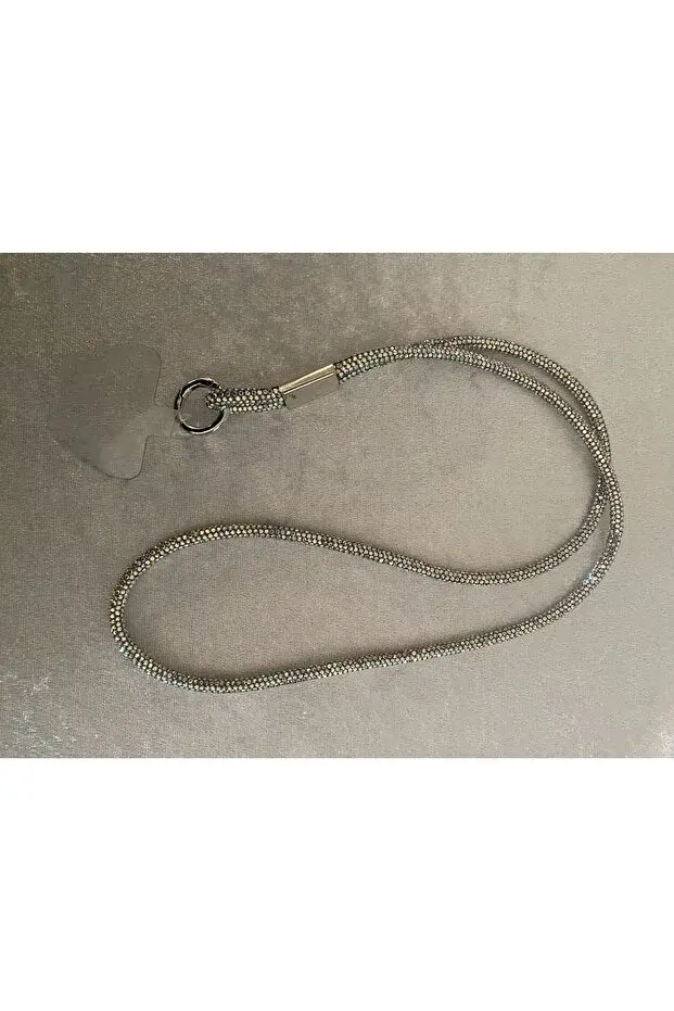 Swarovski Taşlı Gümüş Renk Telefon Boyun Askısı