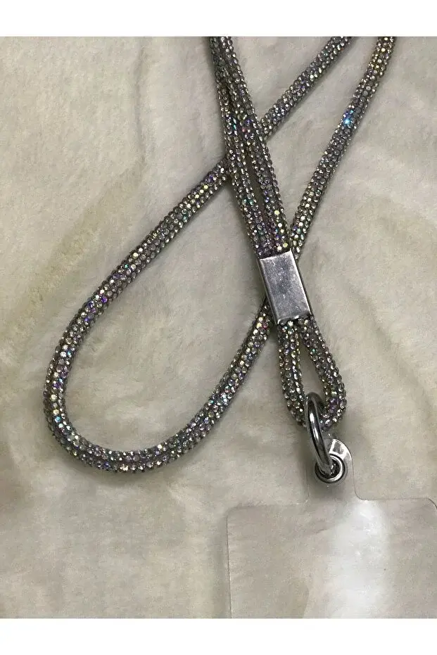 Gri Taşlı Telefon Askısı Boyun Ipi