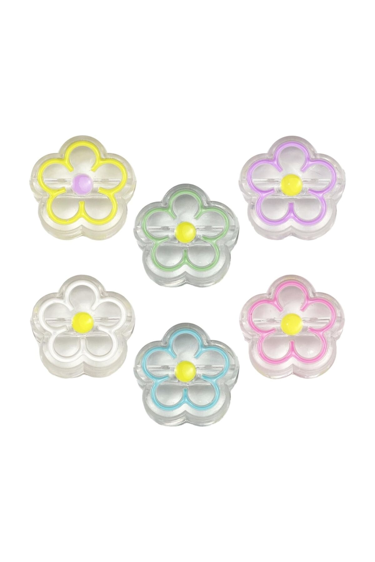 Akrilik Renkli Ayçiçeği Delikli 13mm (50 adet) B:46