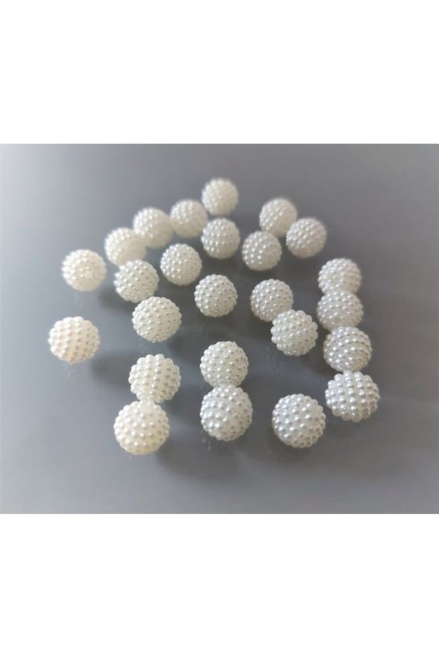 Delikli Böğürtlen Beyaz Plastik İnci 20 mm (20 Adet) B:65