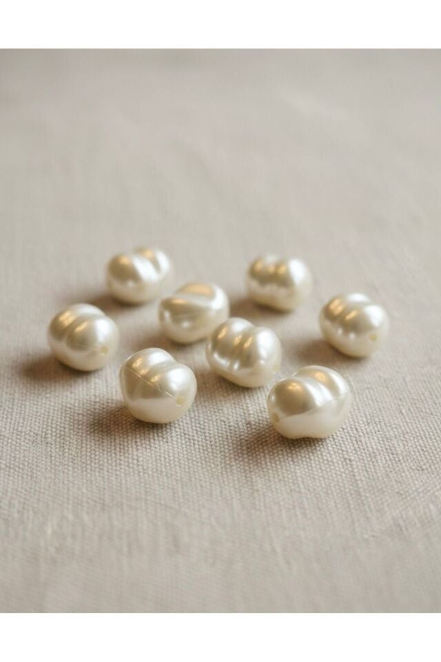 Akrilik Delikli Barok Krem Boncuk 10 mm 50 Adet B:78