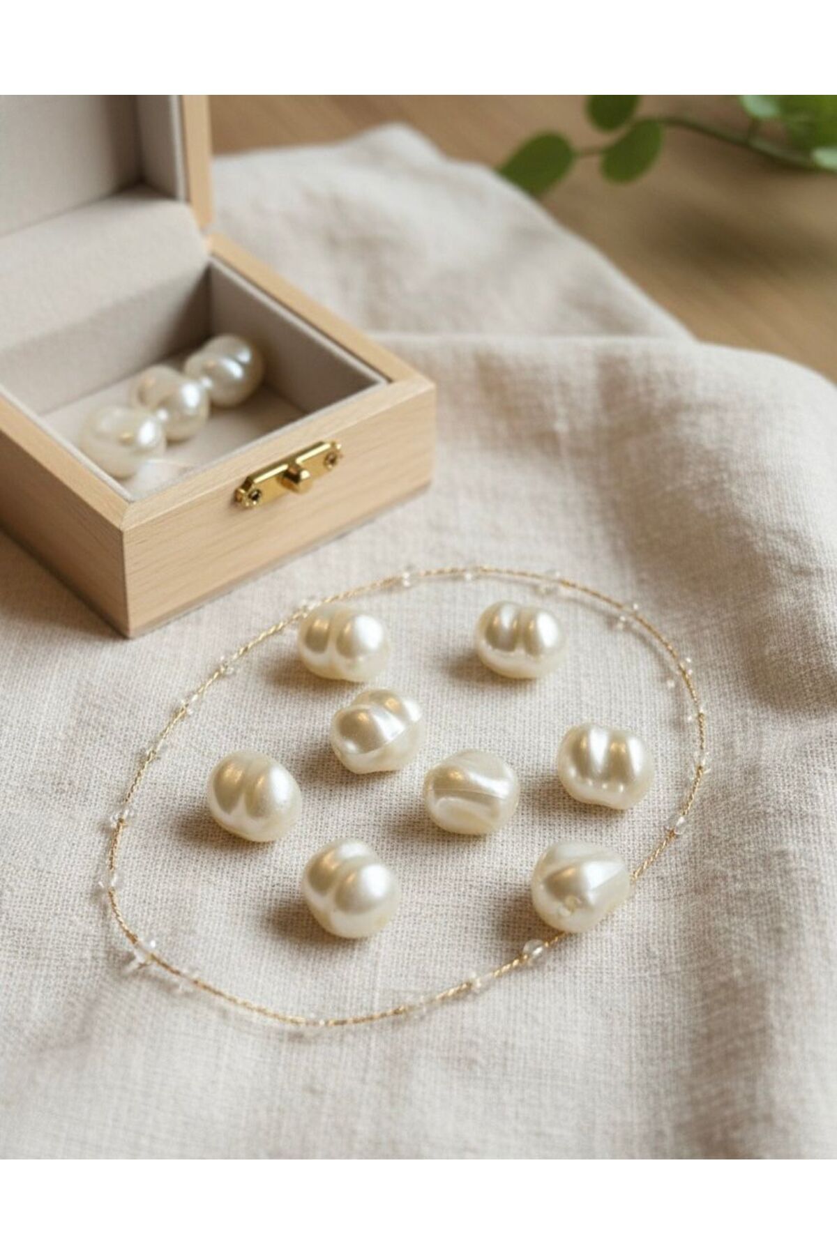 Akrilik Delikli Barok Krem Boncuk 10 mm 50 Adet B:78