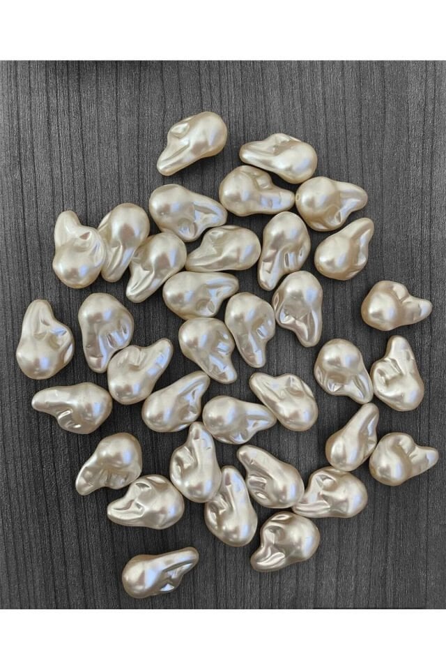 Akrilik Delikli Barok Krem Boncuk 25mm 25 Adet 70g B:66