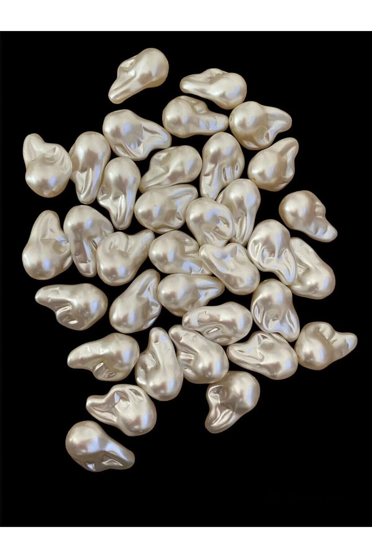 Akrilik Delikli Barok Krem Boncuk 25mm 25 Adet 70g B:66