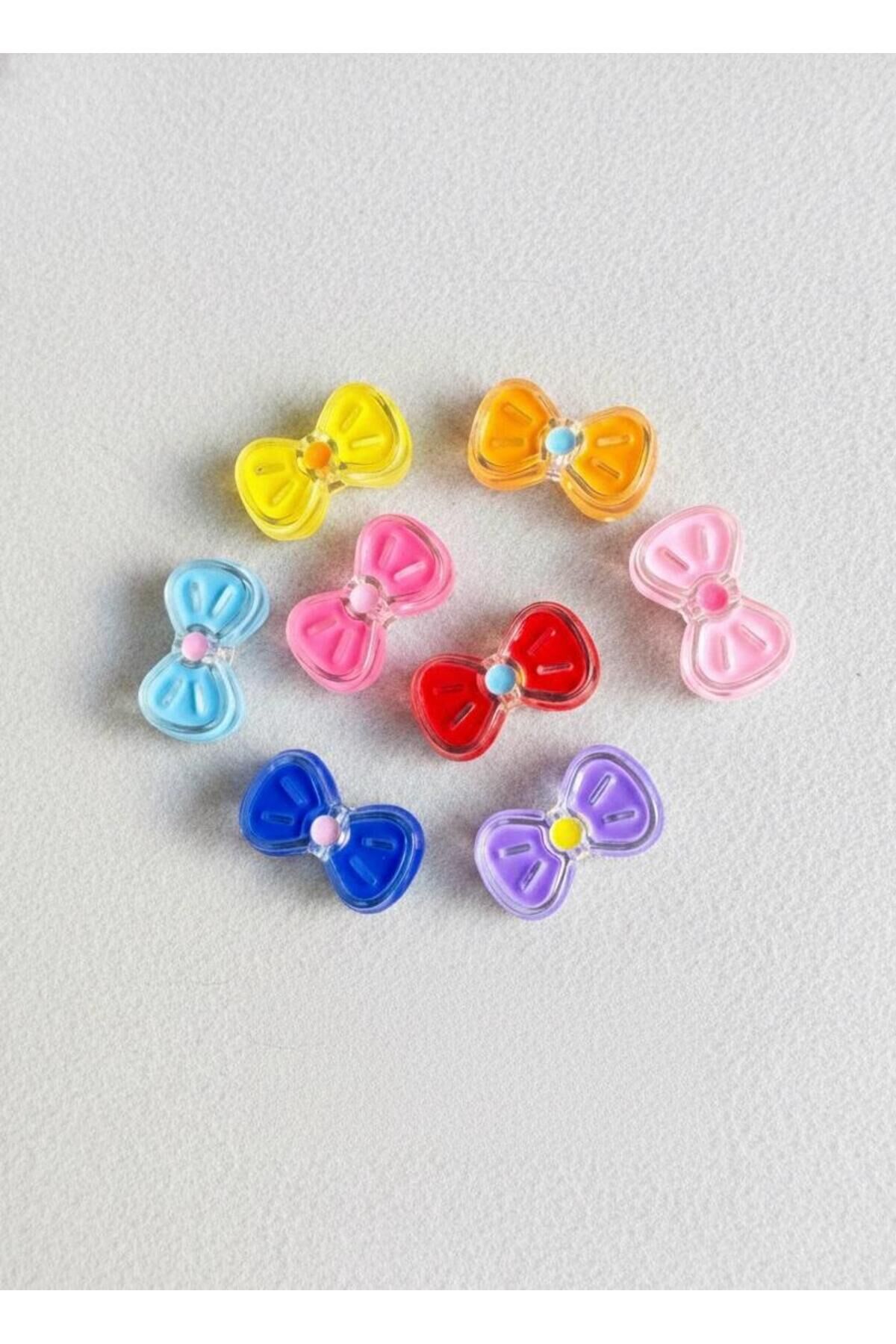 Canlı Renkli 20mm Delikli Kurdele Fiyonk Akrilik Boncuk 50 Adet B:57