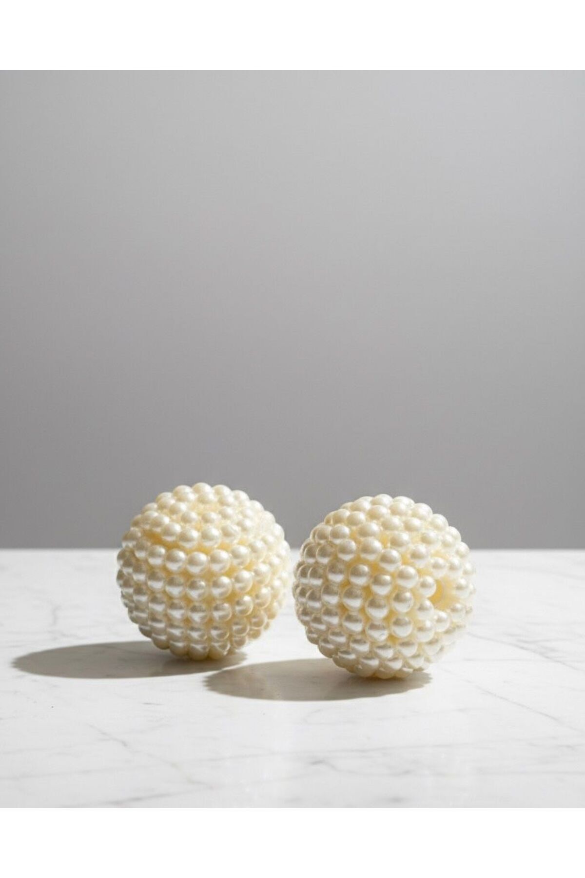 Akrilik Yuvarlak Beyaz Incı Küre 6cm 3 Adet b:87