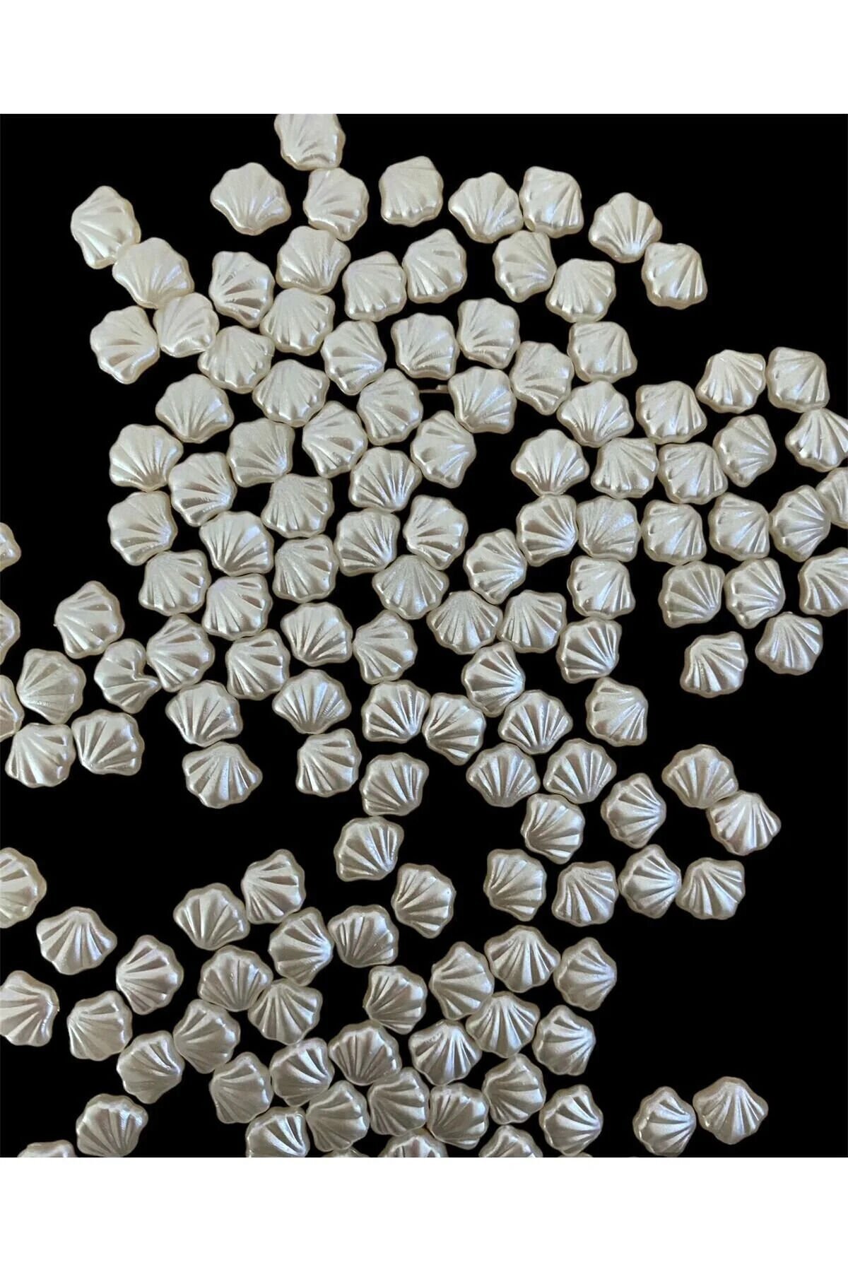 100 Adet Akrilik Plastik Delikli Krem İstiridye Midye Boncuk 10mm B:70