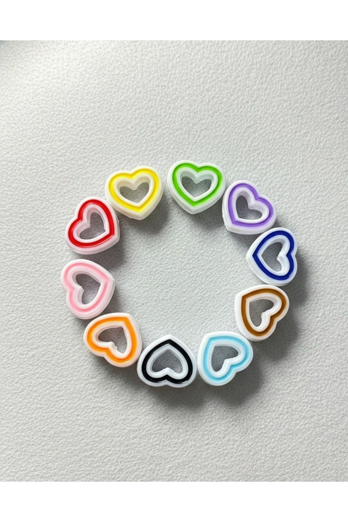 Akrilik Renkli Delikli Kalp Boncuk Seti - 15mm (50 Adet) B:59