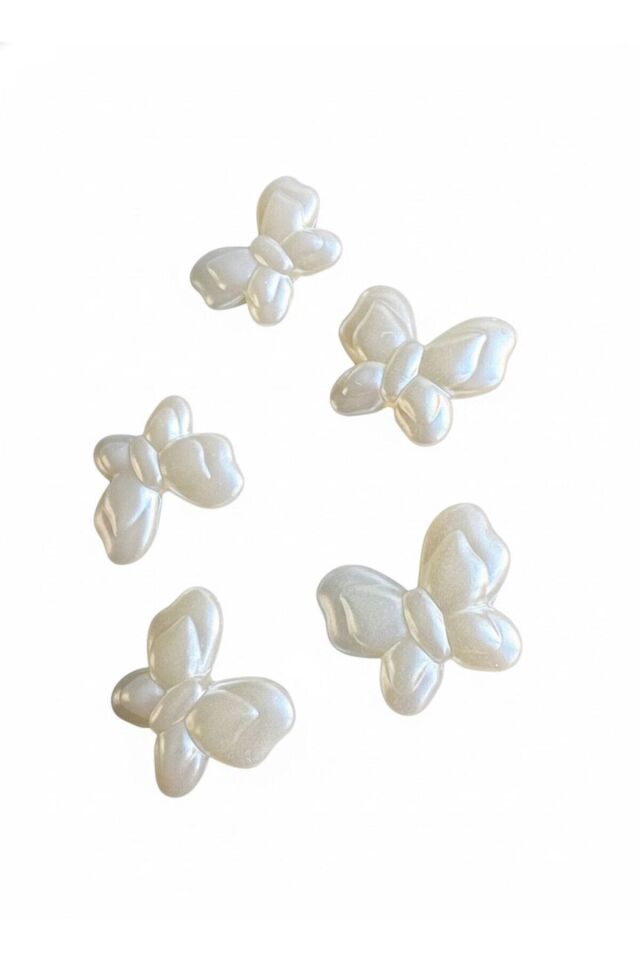 Akrilik Sedefli Beyaz Delikli Kelebek Boncuk 16x20mm 50 Adet B:67