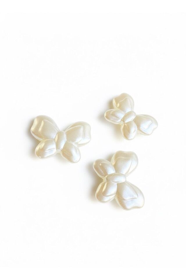 Akrilik Sedefli Beyaz Delikli Kelebek Boncuk 16x20mm 50 Adet B:67