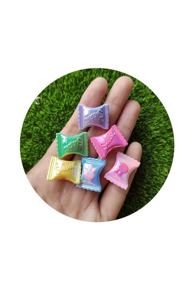 50 Adet Şeker Şeklinde Akrilik Delikli Boncuklar (20mm) B:89