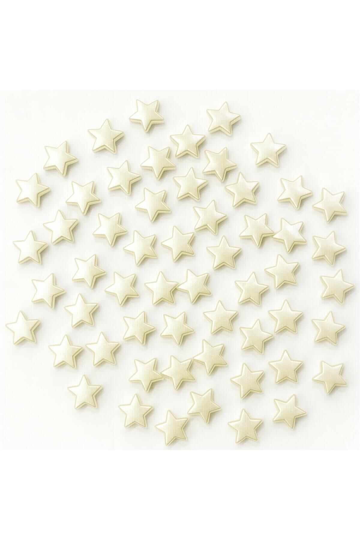 Akrilik Beyaz Yıldız Delikli İnci Boncuk 10mm (100 Adet) B:51
