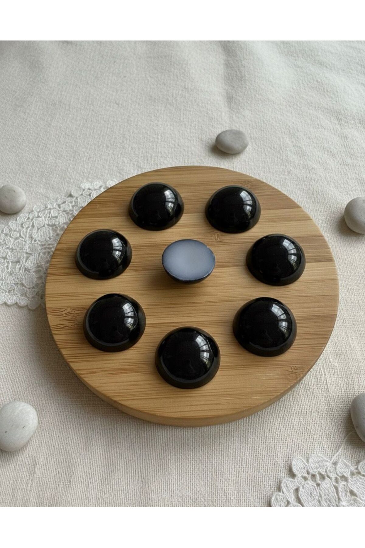 Akrilik Siyah Yarım İnci 20mm 25 Adet B:72