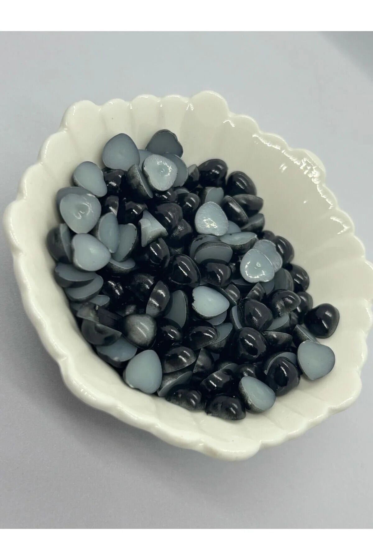 100 Adet Yarım Kalp Inci 8 Mm Siyah Yapıştırma Inci B:86