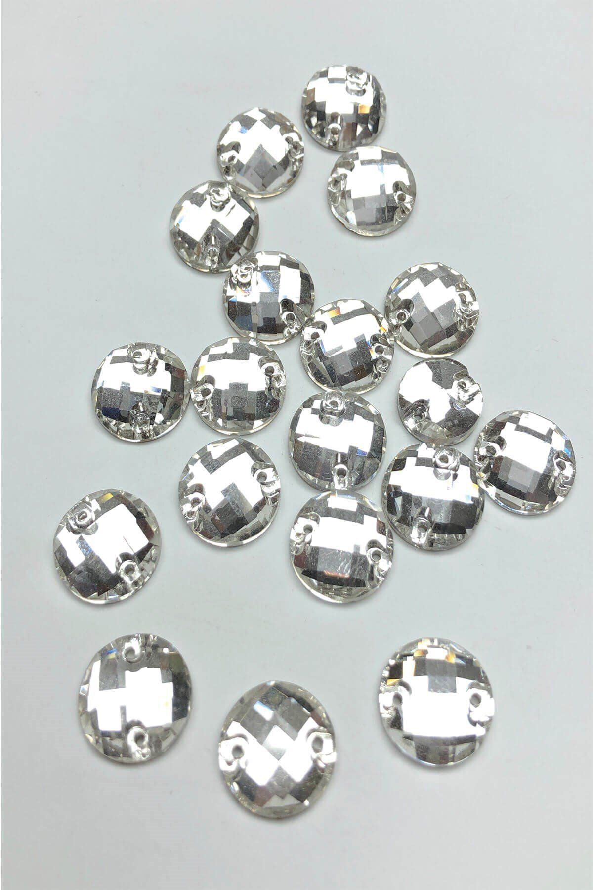 50'li Paket Yuvarlak Kristal Akrilik Boncuk (8 mm, 2 Delikli) B:104