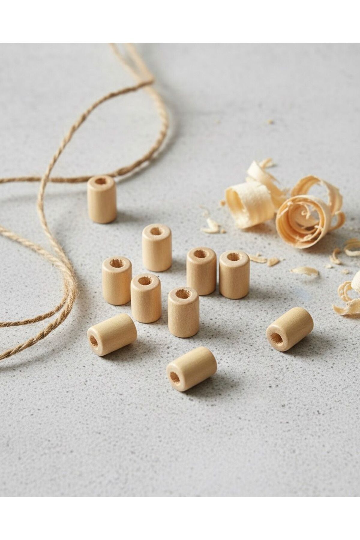 5mm Delikli Bambu Ahşap Boncuklar (50 Adet) B:105