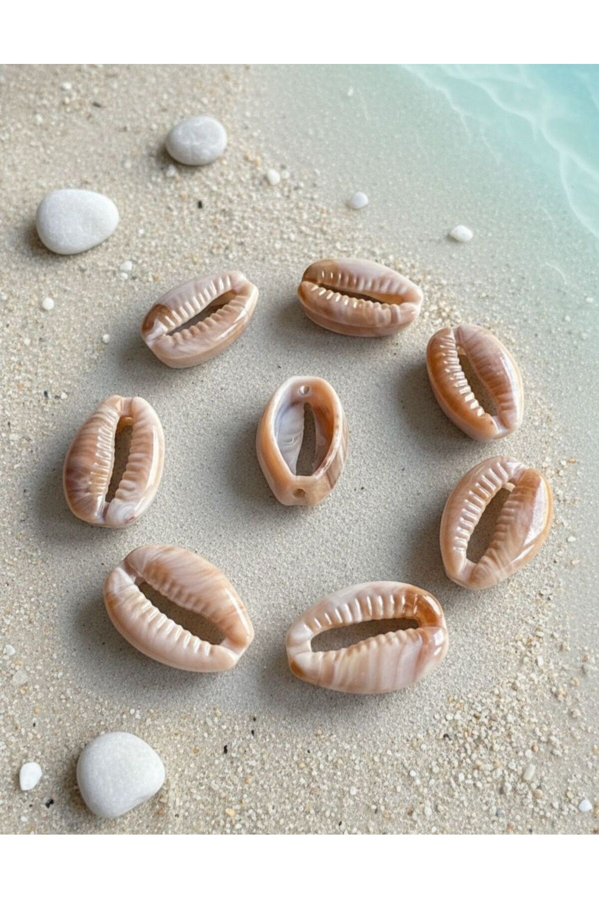 Akrilik Delikli Yarım Deniz Kabuğu Boncuk 18mmx13mm 50 Adet B:60