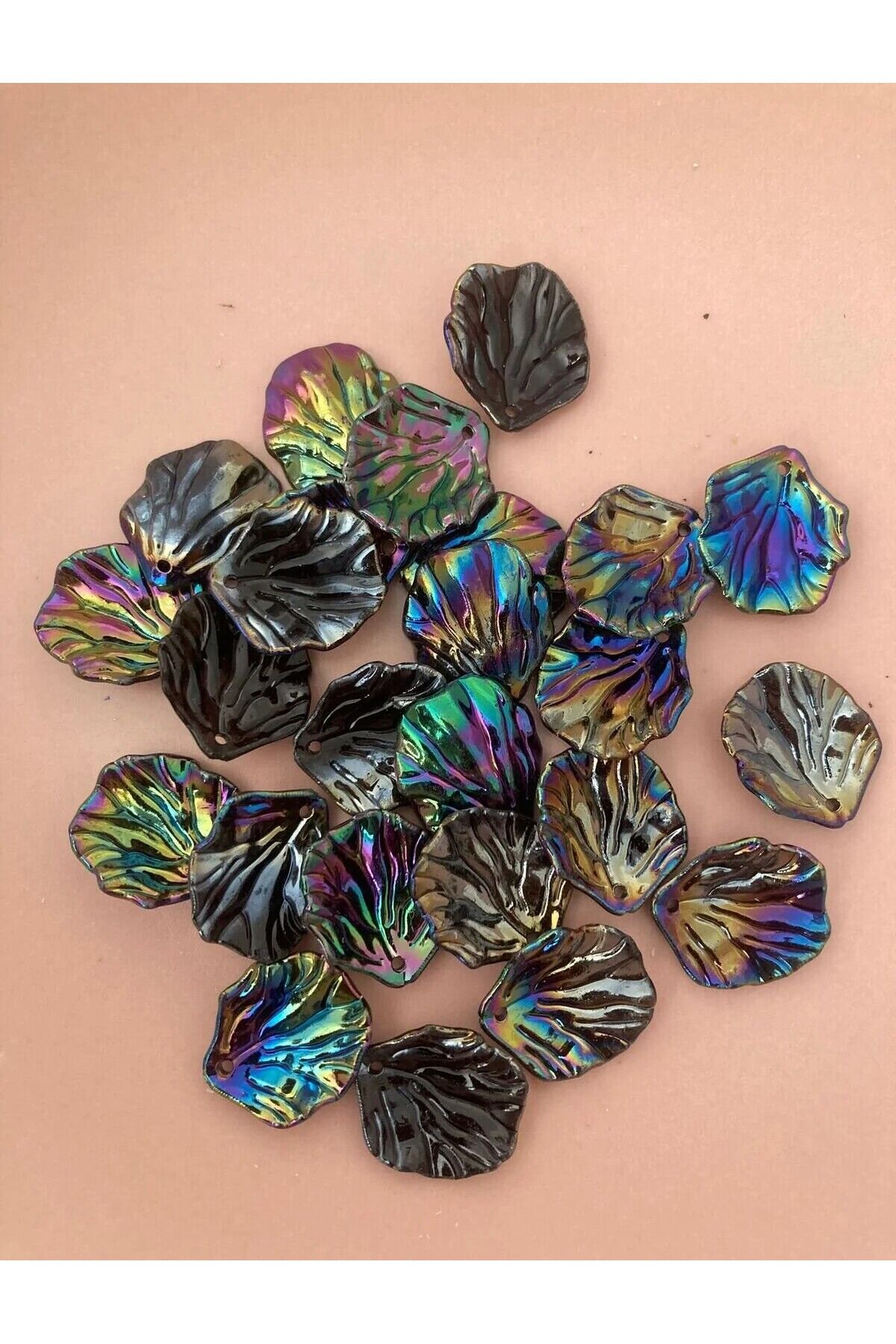 100 Adet Yaprak İnci Lacivert Janjanlı İnci Boncuk– 20 mm / İstiridye Formlu İnci Delikli İnci B:55