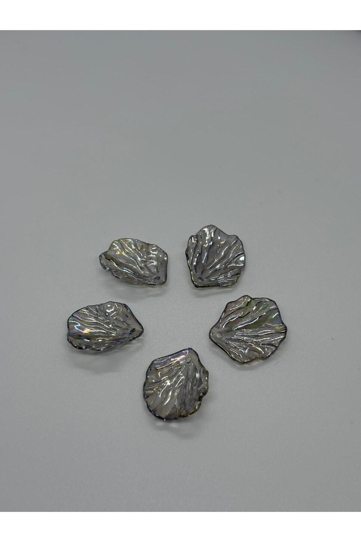 100 Adet Yaprak İnci Gri Janjanlı İnci Boncuk– 20 mm / İstiridye Formlu İnci Delikli İnci B:54