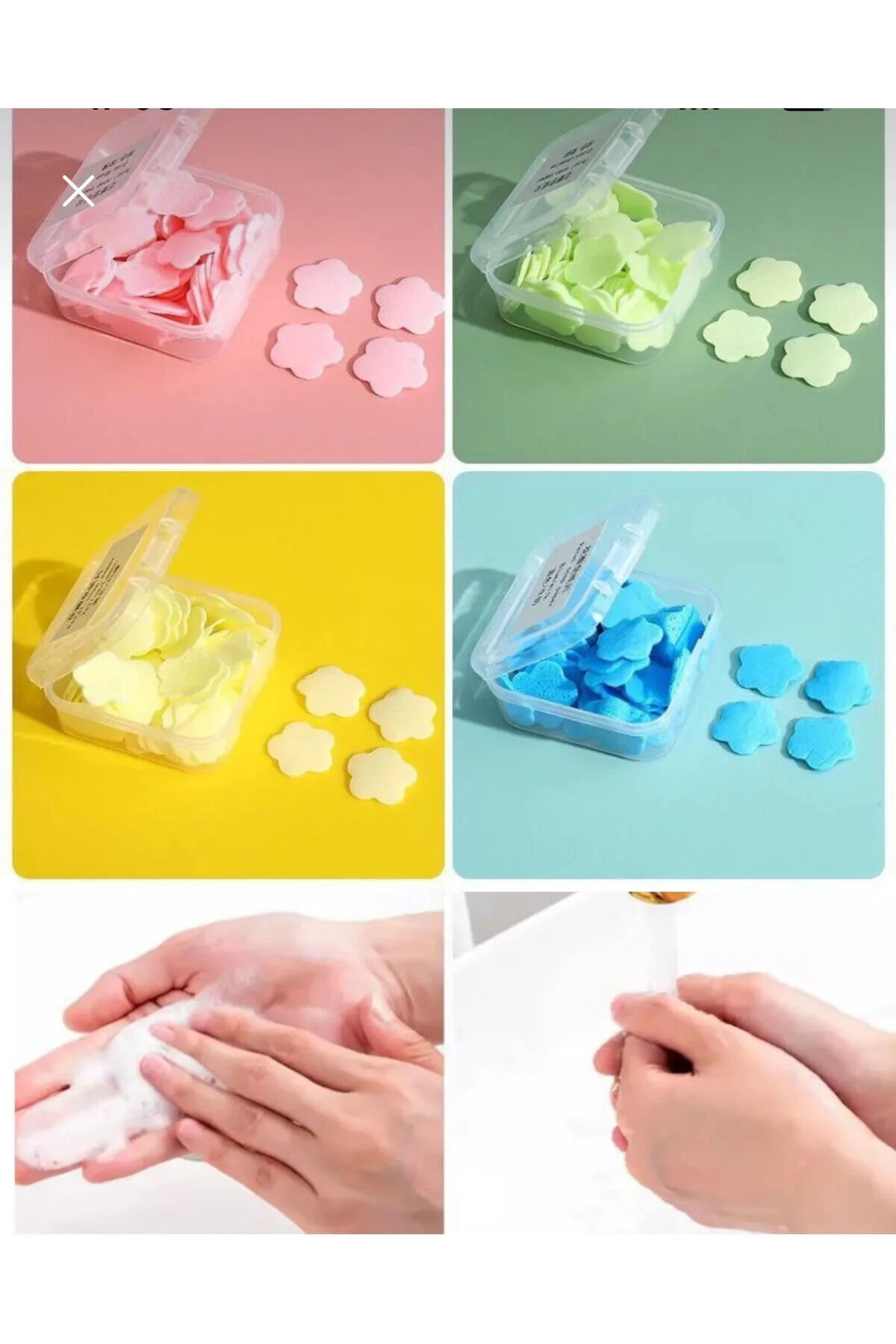 5 Paket 100 Yaprak Eriyen Mini Kağıt Sabun | Çocuk, Okul, Kamp İçin