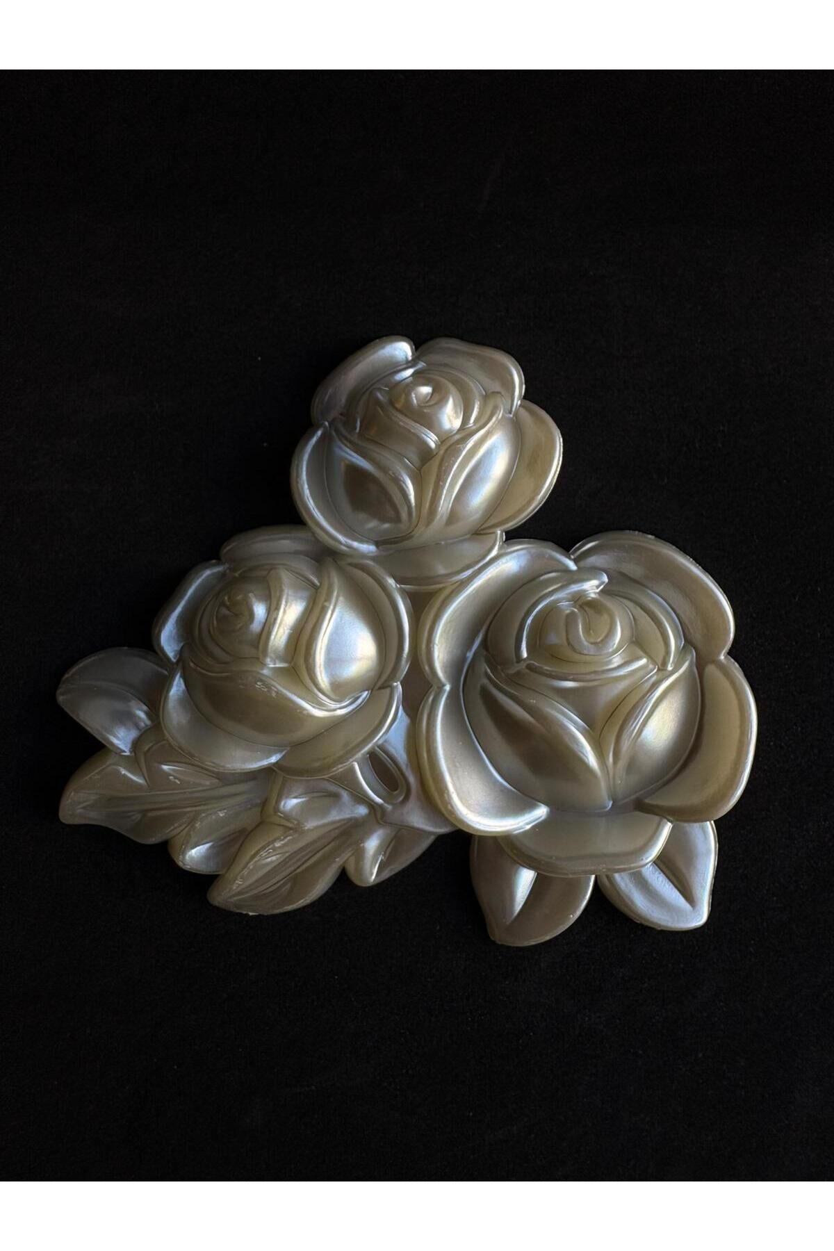 Sedefli Beyaz 3'lü Gül İnci Düğün Nişan Süsü 2 Adet 10x12,5 cm B:50 Beyaz