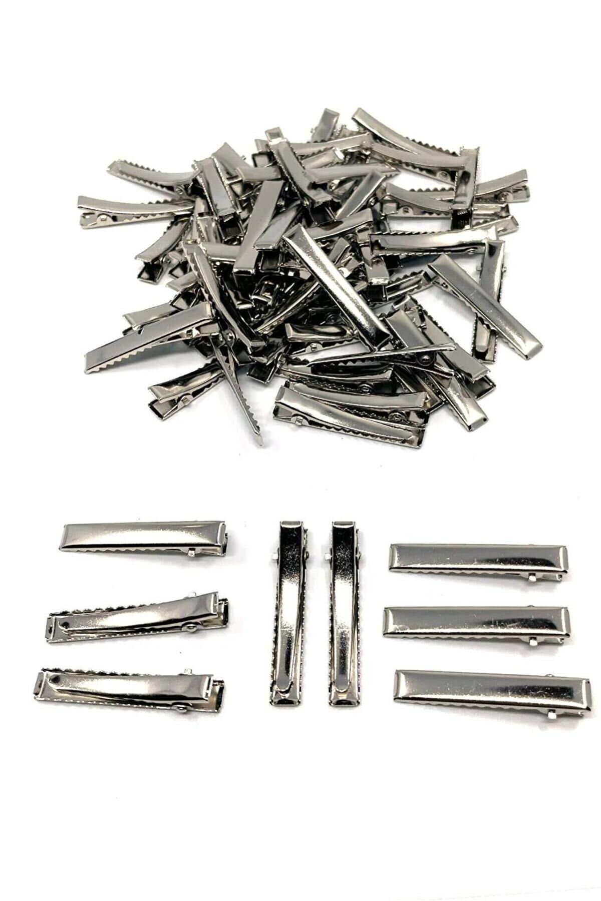 50 Adet Gümüş Renk Pens Toka 5,5 Cm Saç Pensi Timsah Toka