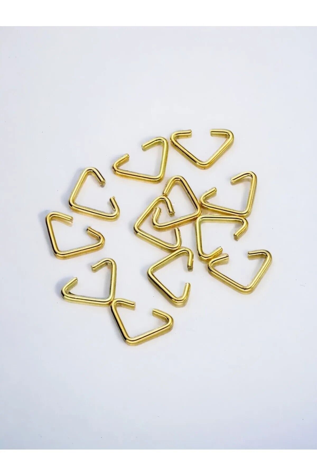 Üçgen Anahtarlık Aparatı Gold 100 adet Makrome Amugurumi yapımı tamamlayıcı üçgen halka