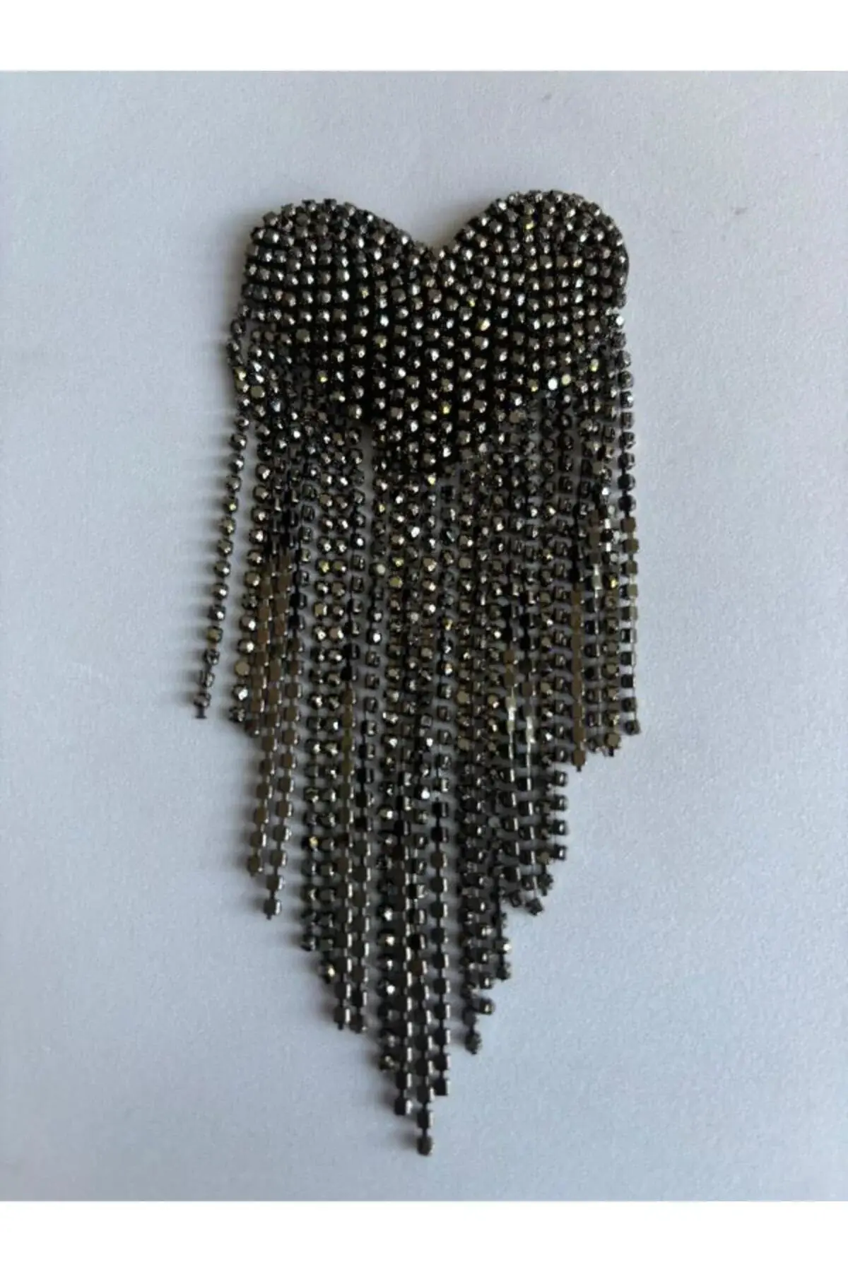 Kalp Zirkon Taşlı Broş Sallantılı Ütü Ile Yapışan Türban Aksesuarı Ayakkabı Broşu Antrasit