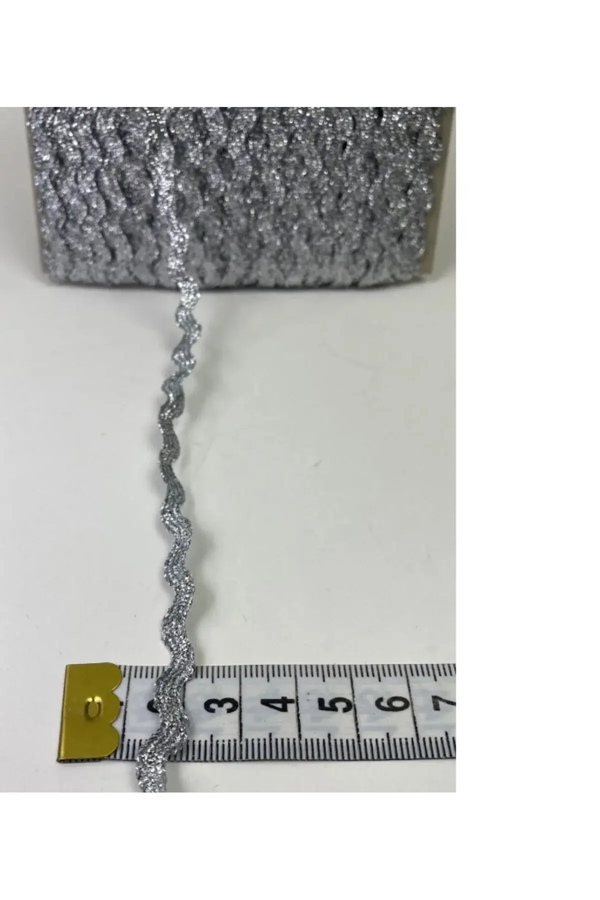 5 Mt. Dekoratif Şerit Aksesuar Metalik Gri Gümüş Renk Zigzak Su Taşı Paketleme Süsleme Kenar Süsü