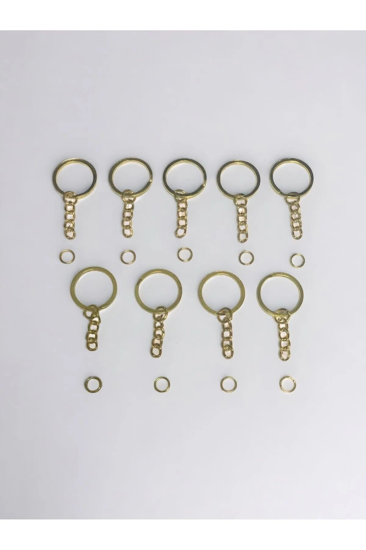 100 Adet Gold Zincirli 2,5 CM Ezme Anahtarlık Halkası C Bağlantı Aparatlı