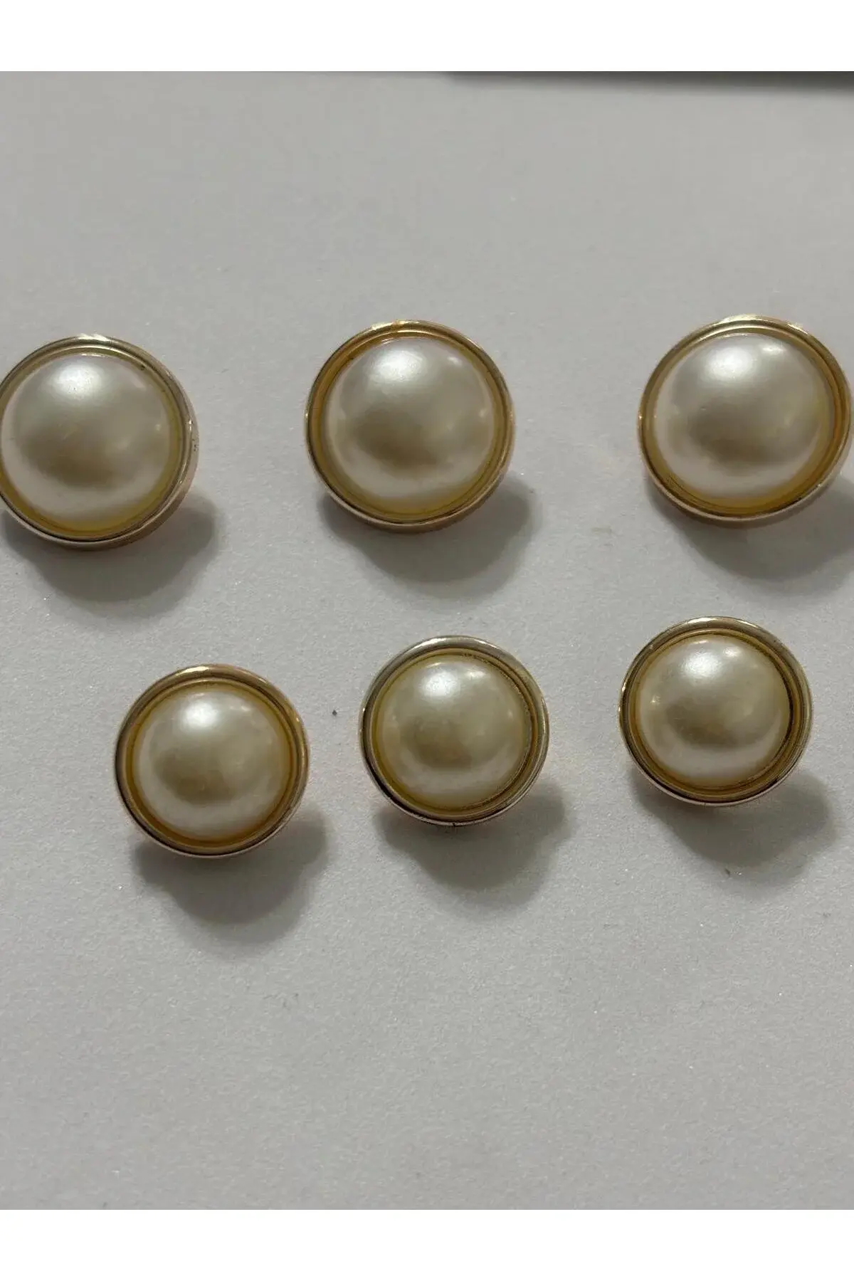 6'lı 3 Büyük 2,1 cm 3 Küçük 1,6 cm Sedef Kaplama Gold Çerçeveli Tasarım Düğme(BD35)