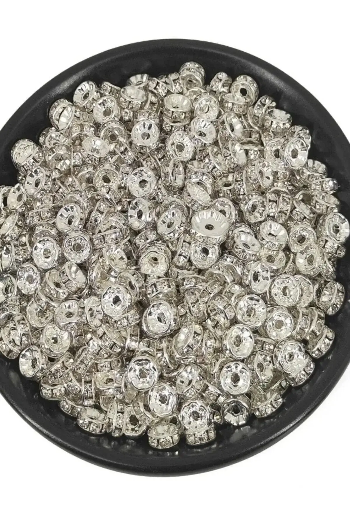 100 Adet 6 Mm Gümüş Renk Rondela Taşlı Takı Aparatı Ara Aparat