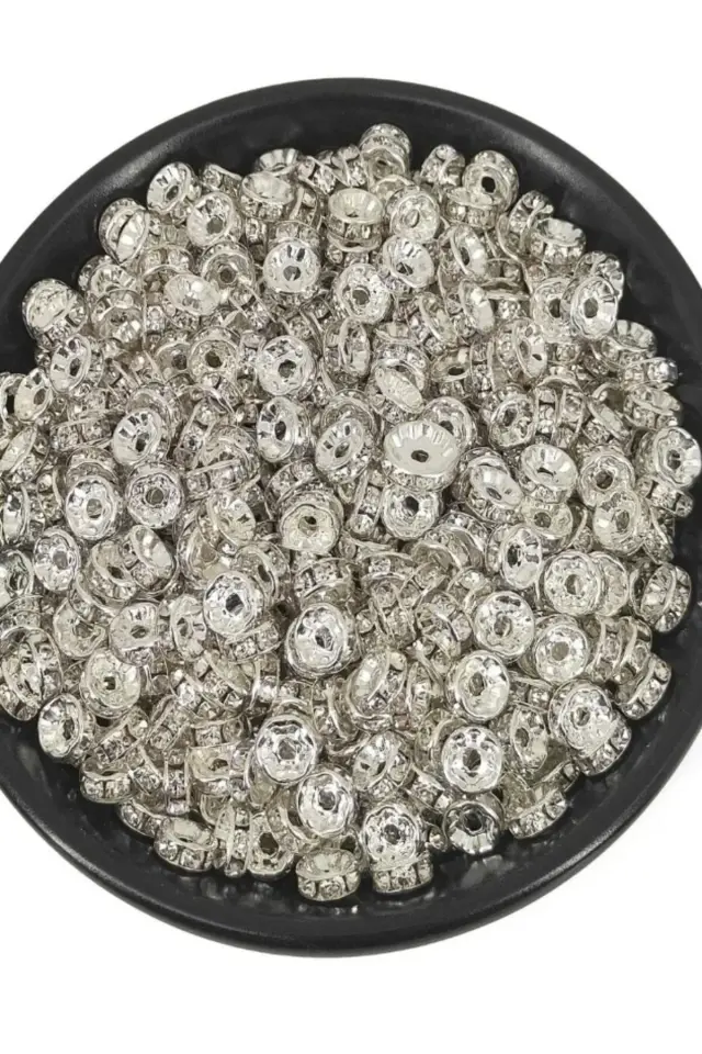 100 Adet 6 Mm Gümüş Renk Rondela Taşlı Takı Aparatı Ara Aparat
