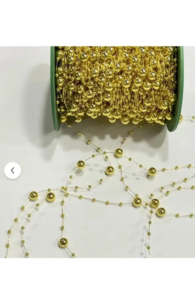 10 Metre Gold Misinalı Şerit İnci Bohça Gelinlik Kıyafet Parti Süsleme