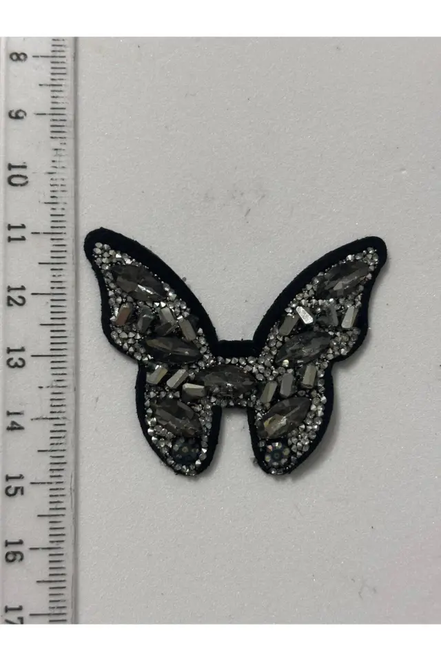 Ütüyle Yapışan Parlak Beyaz Taşlı Kelebek Aplik Kristal Taşlı Ayakkabı, Çanta Ve Kıyafet Aksesuarı