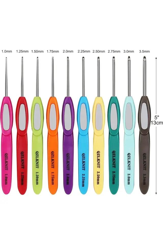 10 adet tığ seti, kaymaz dantel tığ iğnesi, renkli ince tığ seti, ergonomik plastik saplı 428